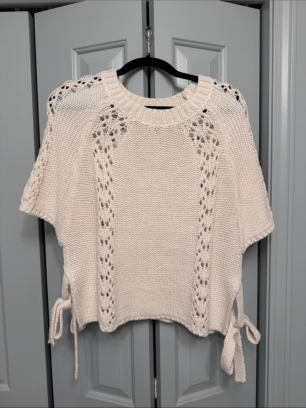 BiBi Cream Knit Scoop-Neck Sweater with Side Ties